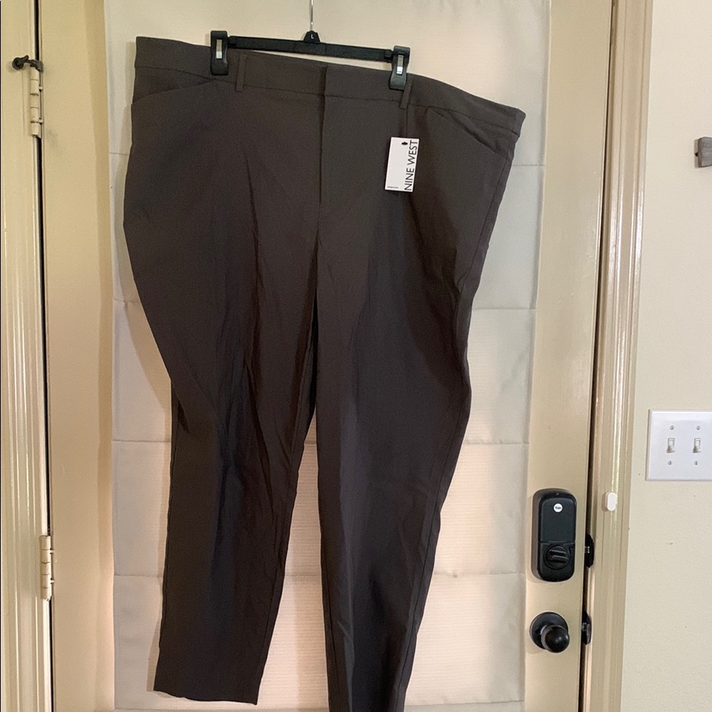 NWT Gray Slim Ankle High Rise Trousers Dress Pants Nine West Plus Size 26W